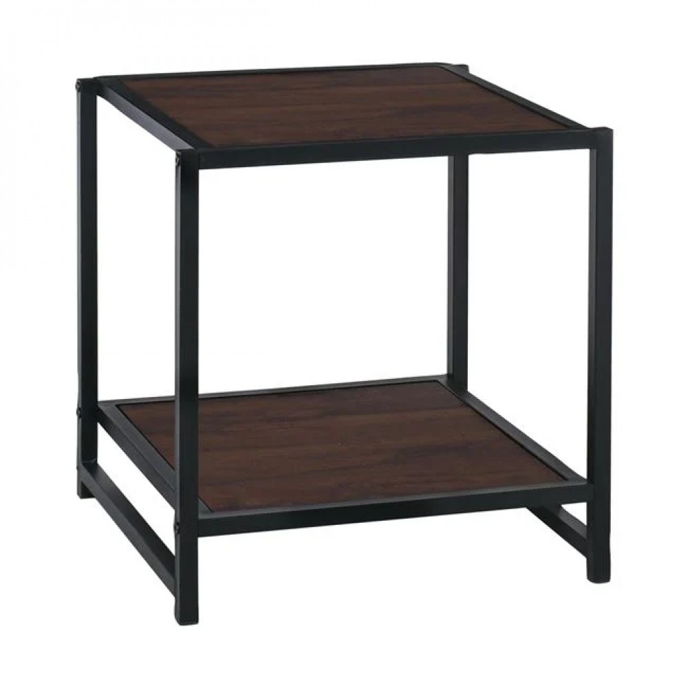 Κομοδίνο "ATOS" μεταλλικό/mdf σε χρώμα μαύρο/καρυδί 48x44x50