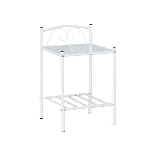 Κομοδίνο "RADO" από μέταλλο/γυαλί σε χρώμα λευκό 40x40x64