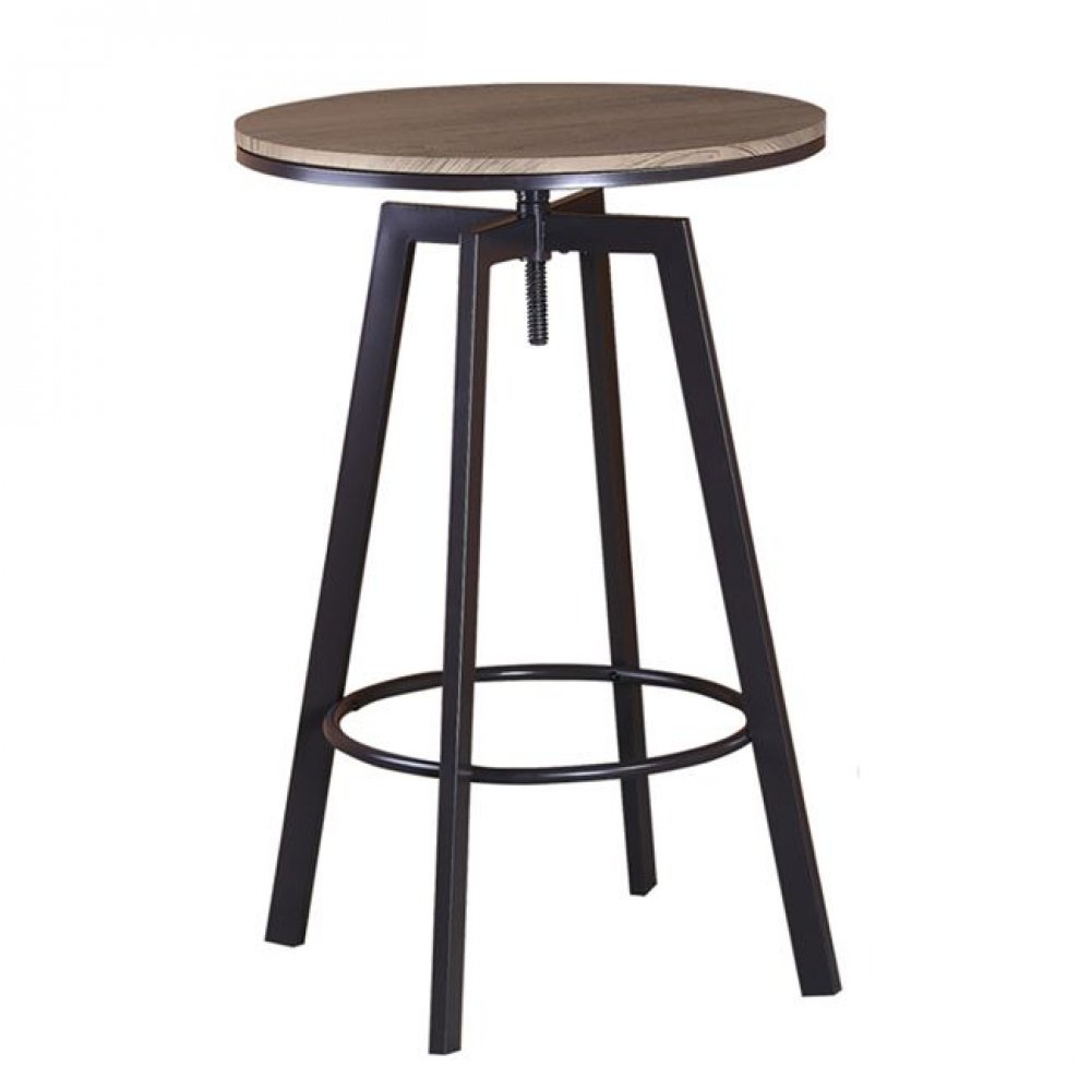 Τραπέζι μπαρ "YORK" μεταλλικό σε χρώμα σκούρο καφέ/καρυδί 63x63x94/104-Φ60