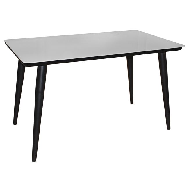 Τραπέζι "UNION" μεταλλικό μαύρο με γυάλινη λευκή επιφάνεια 130x80x75