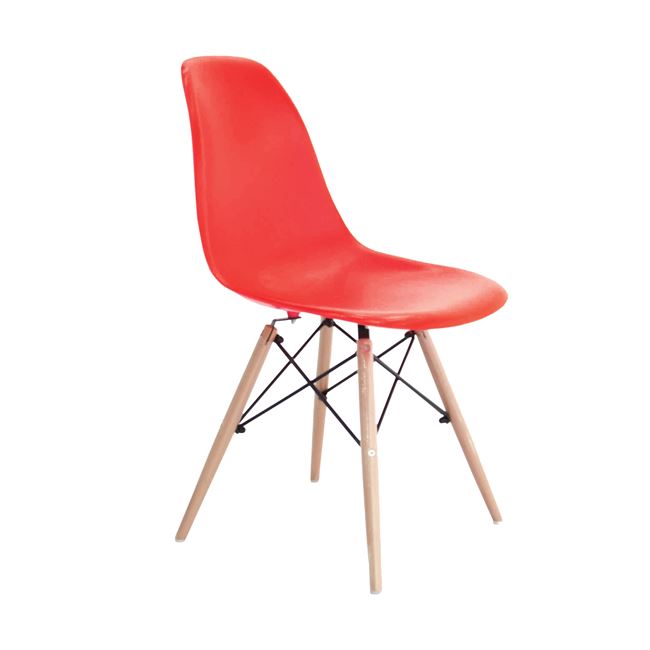 Καρέκλα "ART WOOD" ξύλινη-pp σε κόκκινο χρώμα 46x52x82
