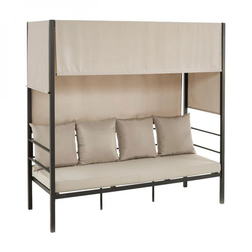 Ξαπλώστρα-κρεβάτι "SKY" από μέταλλο/ύφασμα σε χρώμα εκρού/ανθρακί 200x80x200