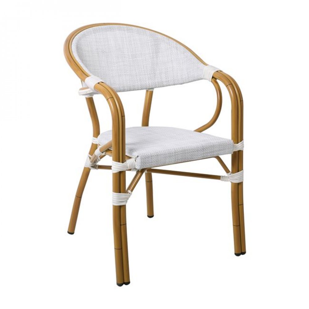 Πολυθρόνα "VEGERA" από αλουμίνιο/textilene σε χρώμα φυσικό/εκρού 57x59x84