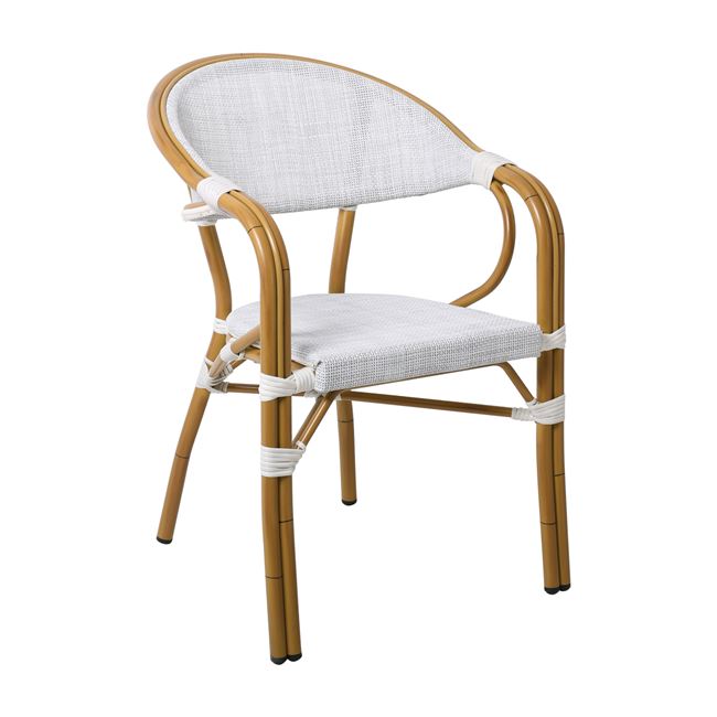 Πολυθρόνα "VEGERA" από αλουμίνιο/textilene σε χρώμα φυσικό/εκρού 57x59x84