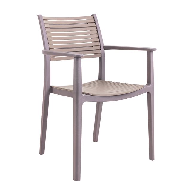 Πολυθρόνα "AKRON" από PP στο χρώμα  της άμμου/καφέ 60x55x85