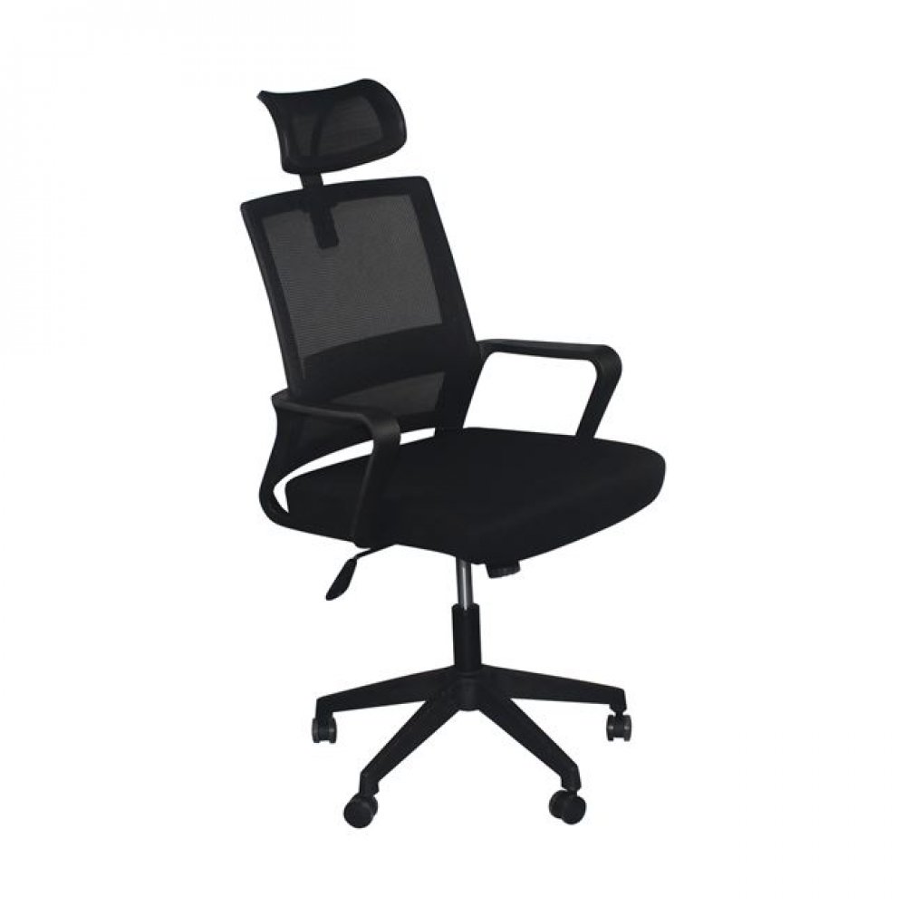 Πολυθρόνα εργασίας "BF2020" από ύφασμα mesh σε μαύρο χρώμα 60x63x107/115