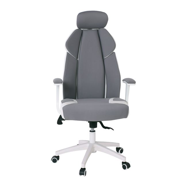 Πολυθρόνα διευθυντή από microfiber-pu σε γκρι-λευκό χρώμα 64x72x122/130