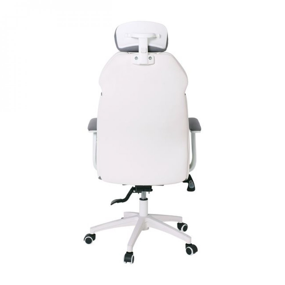 Πολυθρόνα διευθυντή από microfiber-pu σε γκρι-λευκό χρώμα 64x72x122/130