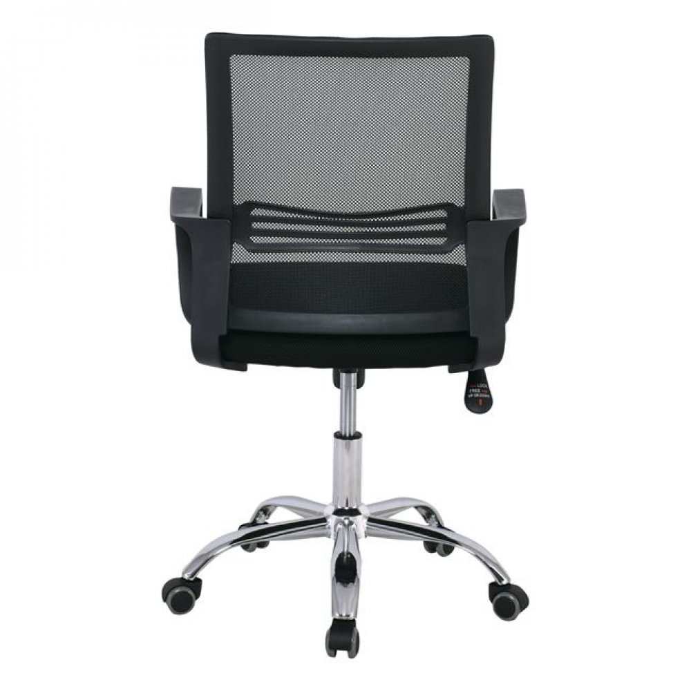 Πολυθρόνα γραφείου χρωμίου από ύφασμα mesh σε μαύρο χρώμα 58x62x89/99