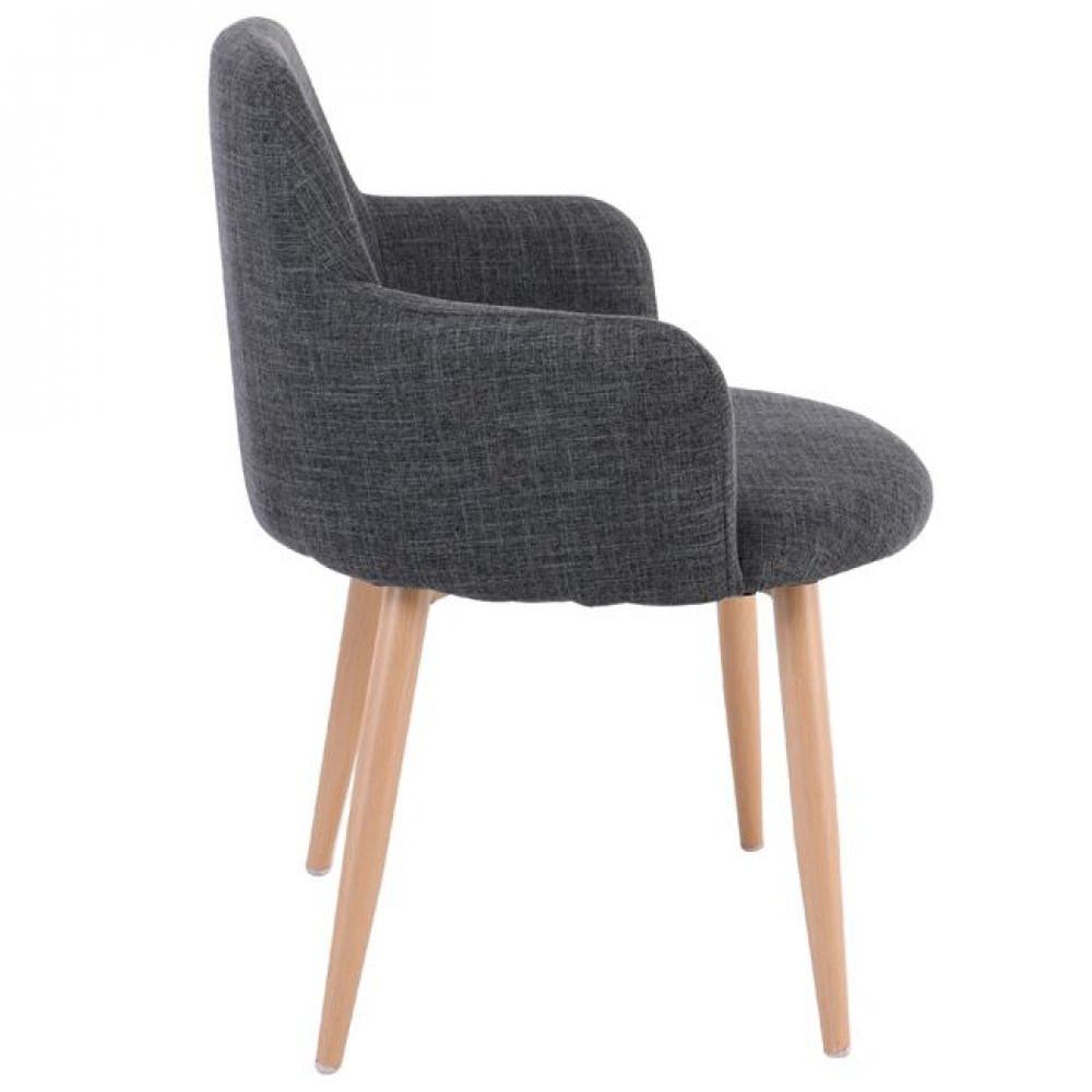 Πολυθρόνα "SOUL" από ύφασμα/μέταλλο σε χρώμα γκρι/φυσικό 57x60x78