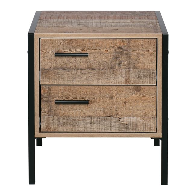 Κομοδίνο "PALLET" με δύο συρτάρια σε χρώμα μαύρο/καρυδί 44x40x50