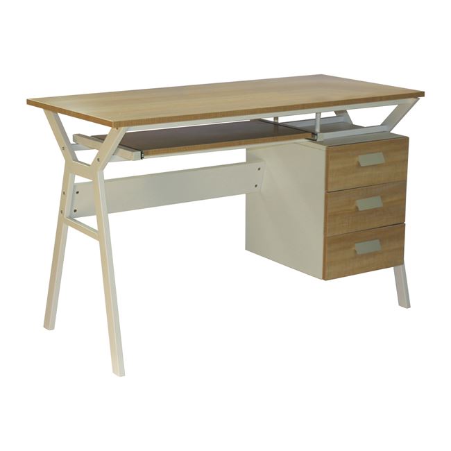 Γραφείο "UNIT" από μέταλλο/ξύλο σε χρώμα σονόμα/λευκό 120x54x76