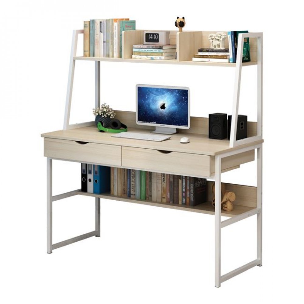 Γραφείο εργασίας από μέταλλο/MDF σε χρώμα φυσικό/λευκό 100x48x74/138