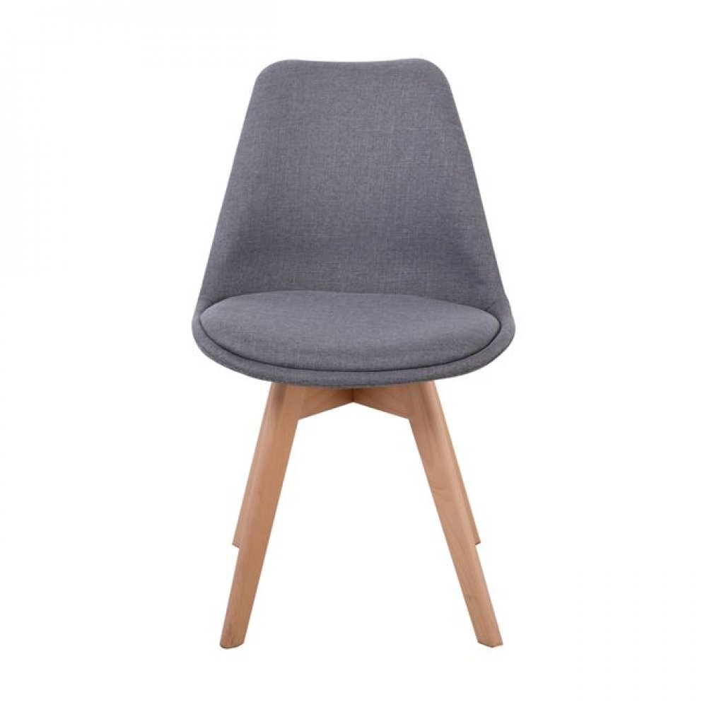 Καρέκλα "MARTIN" από ξύλο/ύφασμα σε χρώμα γκρι/φυσικό 49x57x82