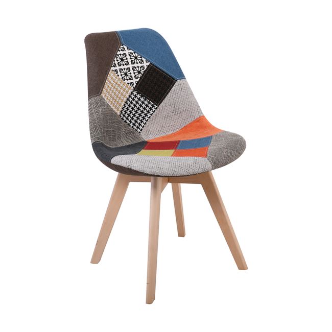 Καρέκλα "MARTIN" από ύφασμα patchwork /ξύλο πολύχρωμη 49x57x82