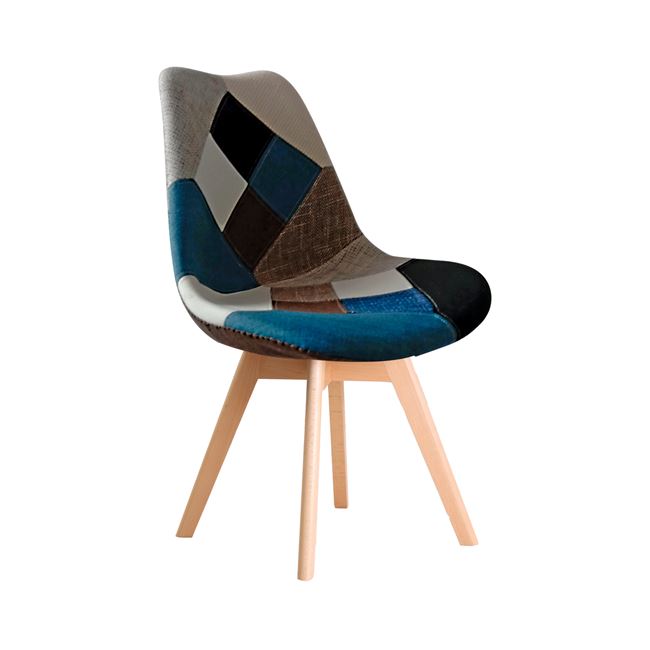 Καρέκλα "MARTIN" από ύφασμα patchwork/ξύλο πολύχρωμη 49x57x82