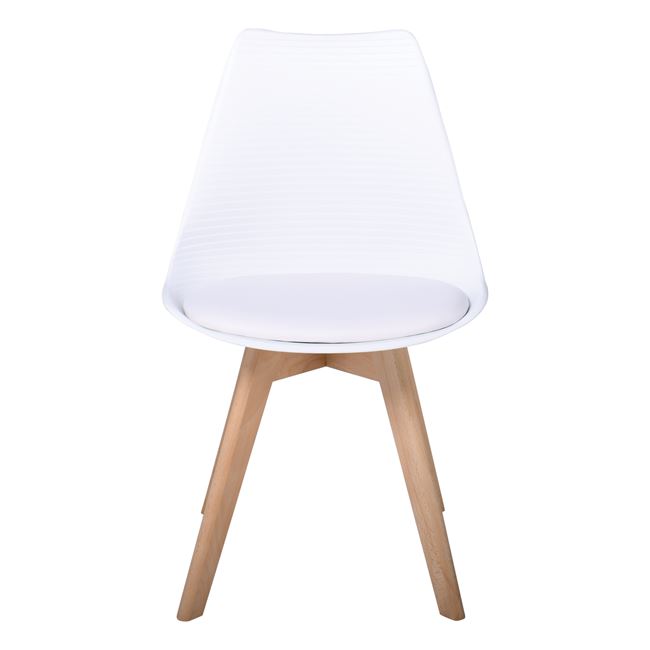 Καρέκλα "MARTIN STRIPE" από ξύλο/PP σε χρώμα φυσικό/λευκό 49x56x82