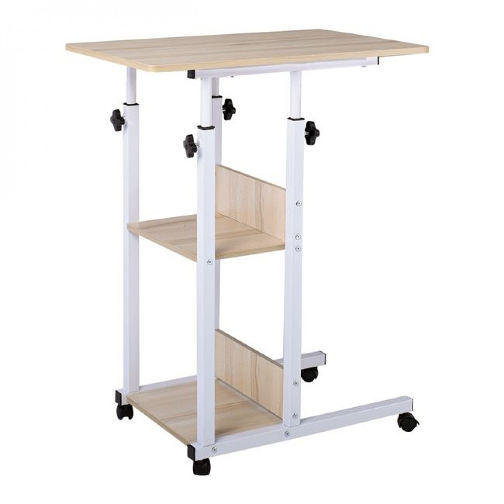 Τραπέζι βοηθητικό "LIFT" από μέταλλο/MDF σε άσπρο/φυσικό χρώμα 60x40x78/92