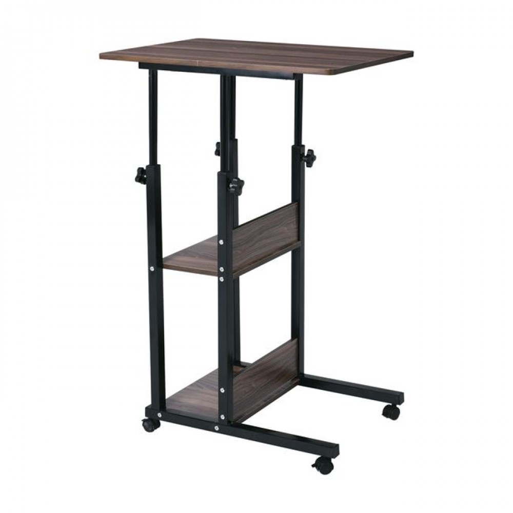 Τραπέζι βοηθητικό "LIFT" από μέταλλο/MDF σε μαύρο/καρυδί χρώμα 60x40x92