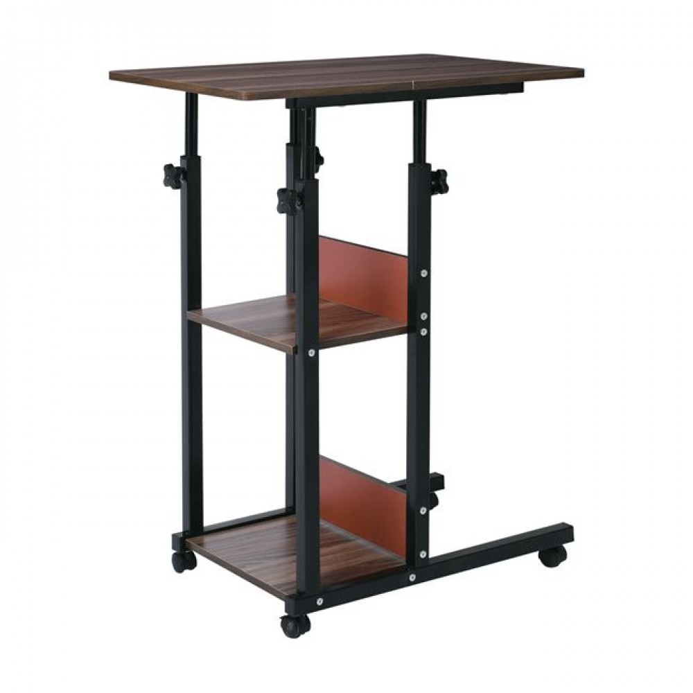 Τραπέζι βοηθητικό "LIFT" από μέταλλο/MDF σε μαύρο/καρυδί χρώμα 60x40x92