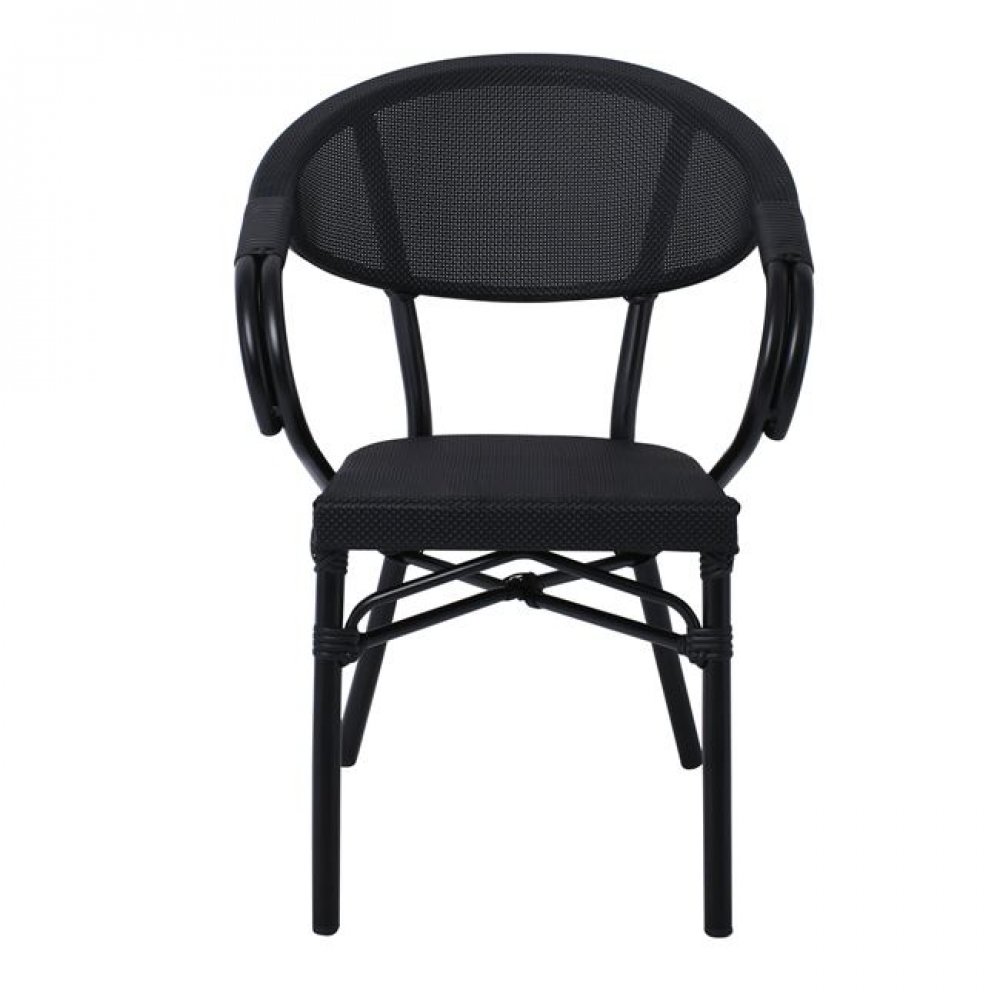 Πολυθρόνα "COSTA" αλουμινίου μαύρη με textilene σε μαύρο χρώμα 58x57x83