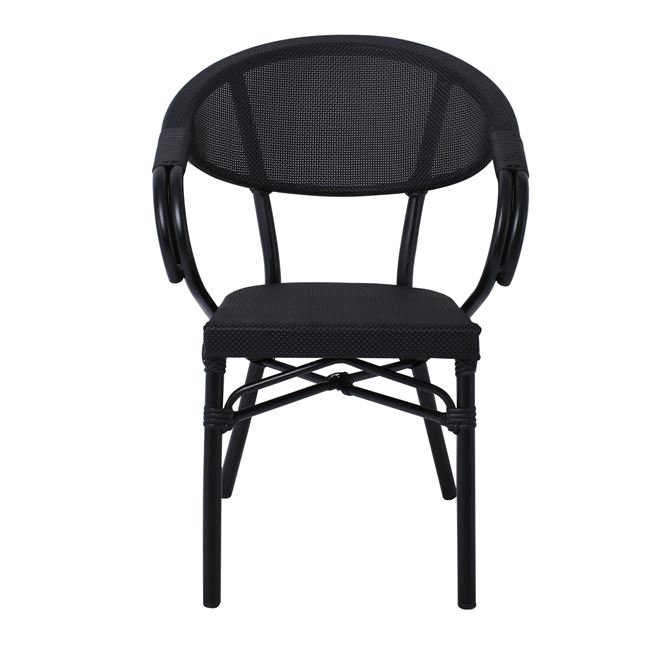 Πολυθρόνα "COSTA" αλουμινίου μαύρη με textilene σε μαύρο χρώμα 58x57x83