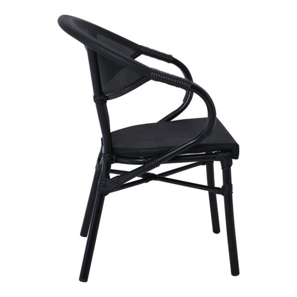 Πολυθρόνα "COSTA" αλουμινίου μαύρη με textilene σε μαύρο χρώμα 58x57x83