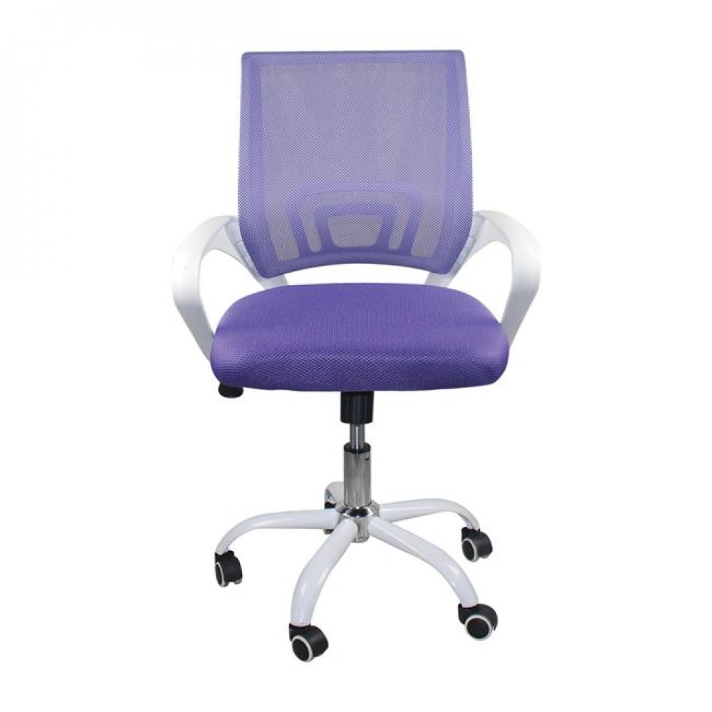 Πολυθρόνα εργασίας μέταλλο/ύφασμα σε χρώμα λευκό/μωβ 57x53x90/100