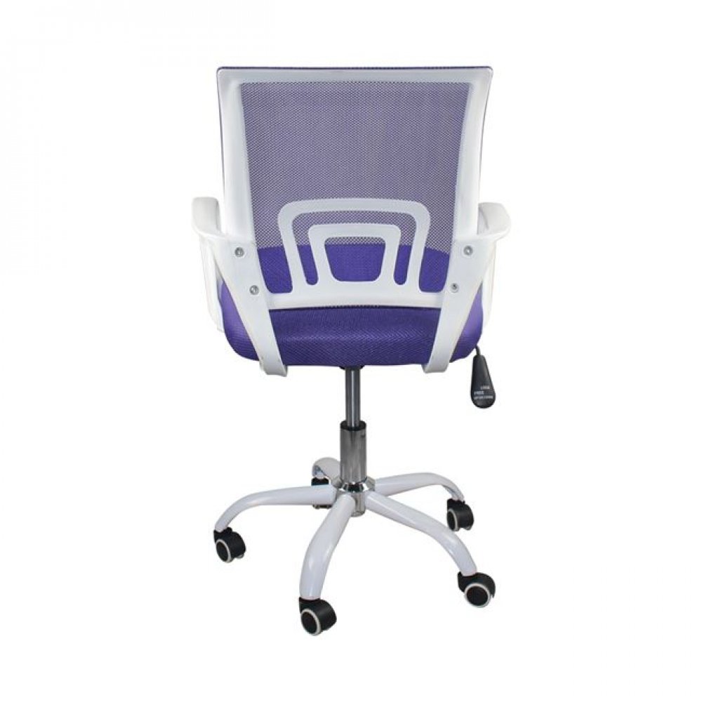 Πολυθρόνα εργασίας μέταλλο/ύφασμα σε χρώμα λευκό/μωβ 57x53x90/100