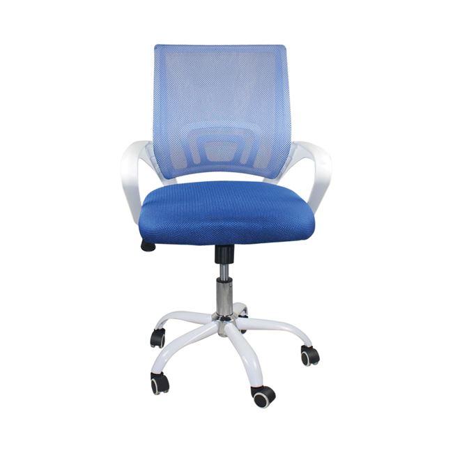 Πολυθρόνα εργασίας από ύφασμα/PP με ανάκλιση σε χρώμα λευκό/μπλε 57x53x90/100