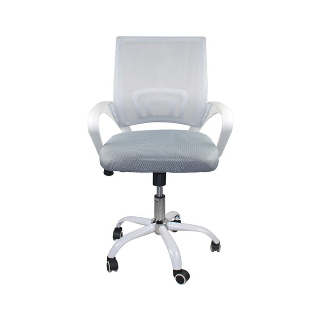 Πολυθρόνα εργασίας από ύφασμα mesh/PP με ανάκλιση σε χρώμα λευκό/γκρι 57x53x90/100