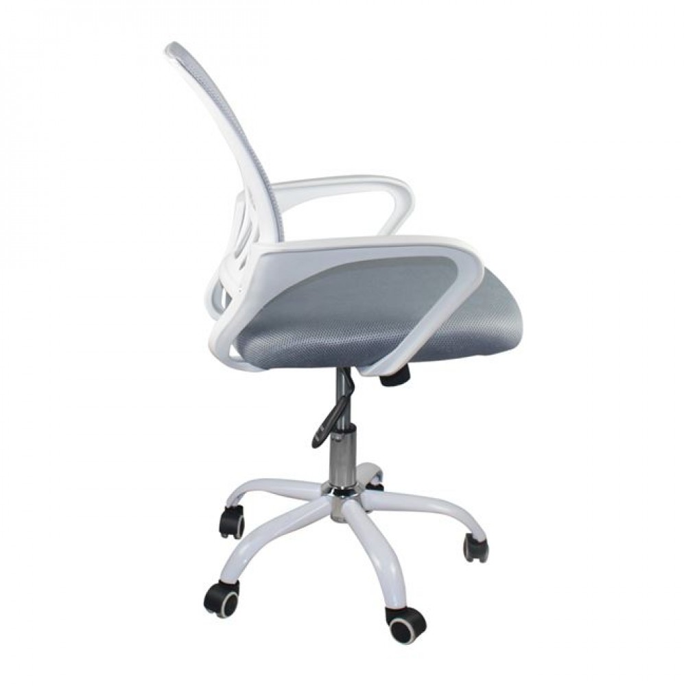 Πολυθρόνα εργασίας από ύφασμα mesh/PP με ανάκλιση σε χρώμα λευκό/γκρι 57x53x90/100