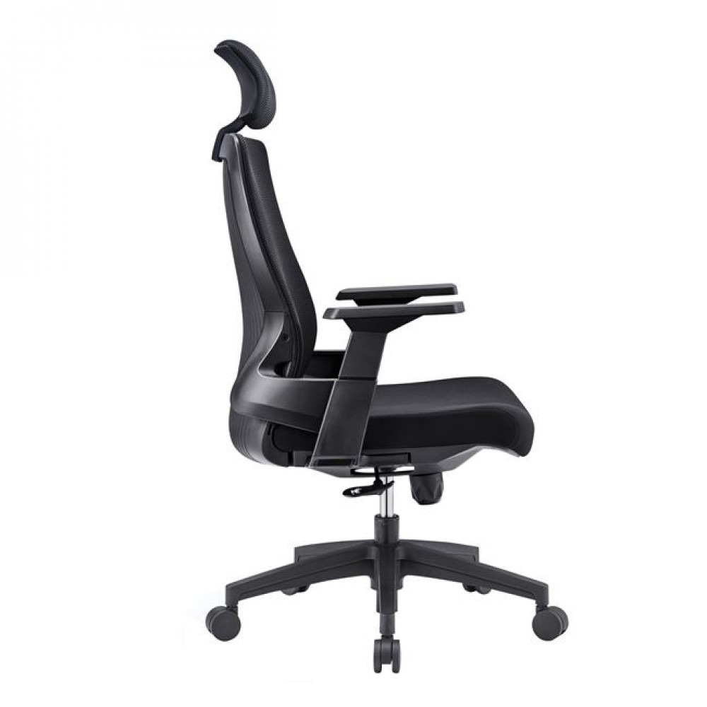 Πολυθρόνα γραφείου από ύφασμα mesh σε χρώμα μαύρο 64x66x116/128