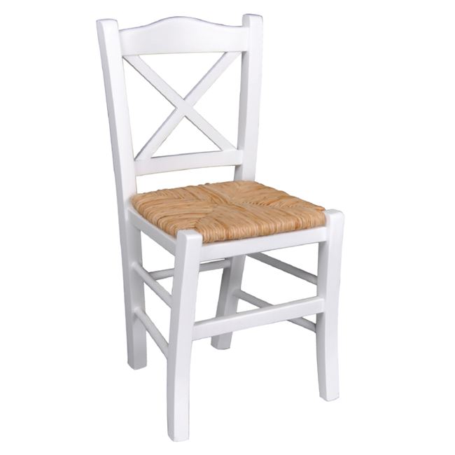 Καρέκλα "METRO" από ξύλο/ψάθα σε χρώμα φυσικό/λευκό 43x47x88