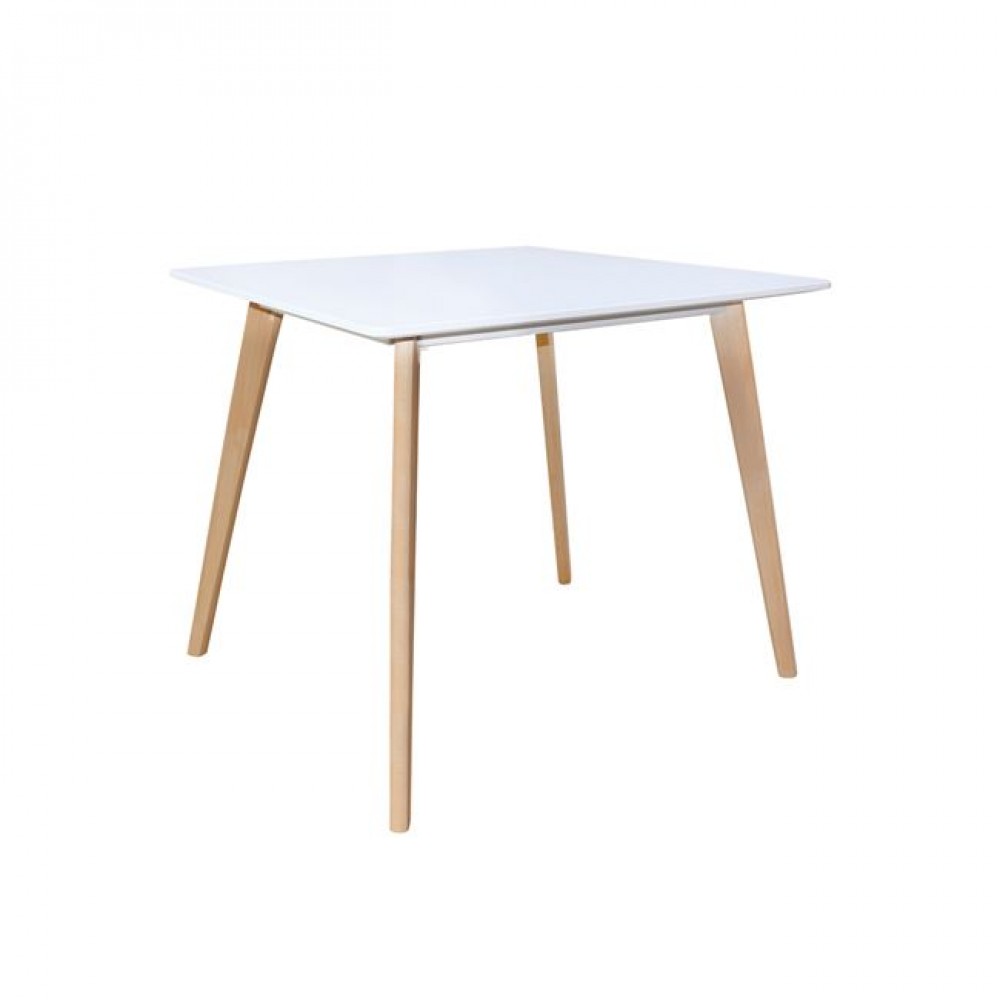 Τραπέζι "MARTIN" από ξύλο/MDF σε λευκό/φυσικό χρώμα 80x80x75