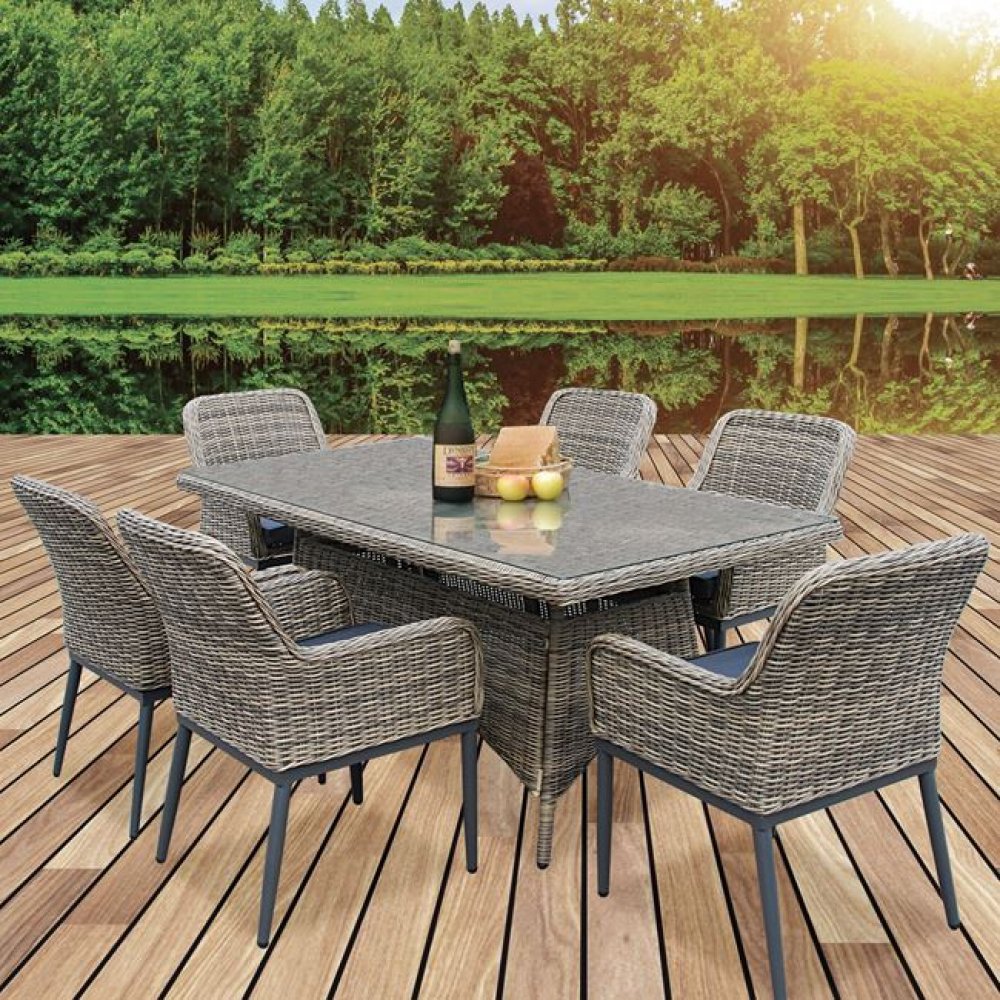 Σετ κήπου "HAVANA" από αλουμίνιο/wicker σε χρώμα ανθρακί/καφέ 180x90x75