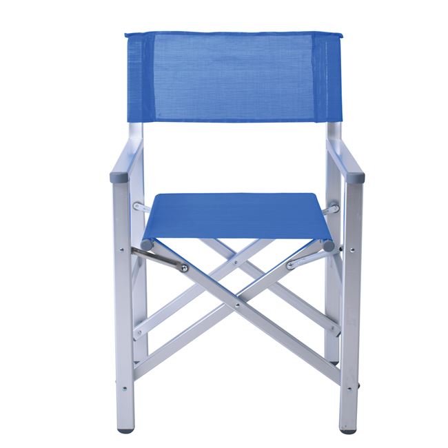 Πολυθρόνα σκηνοθέτη από αλουμίνιο/textilene σε χρώμα ασημί/μπλε 54x43x88