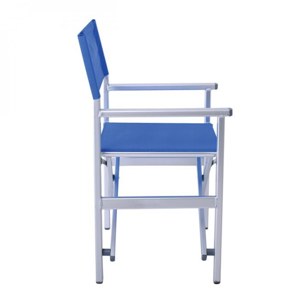 Πολυθρόνα σκηνοθέτη από αλουμίνιο/textilene σε χρώμα ασημί/μπλε 54x43x88