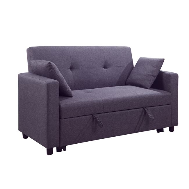 Καναπές-κρεβάτι διθέσιος "IMOLA" από ύφασμα σε μελιτζανί χρώμα 154x100x93