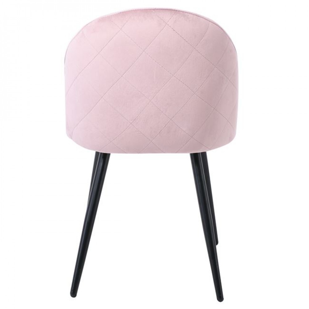 Καρέκλα τραπεζαρίας "BELLA" από μέταλλο/ύφασμα σε μαύρο/ροζ χρώμα 50x56x80