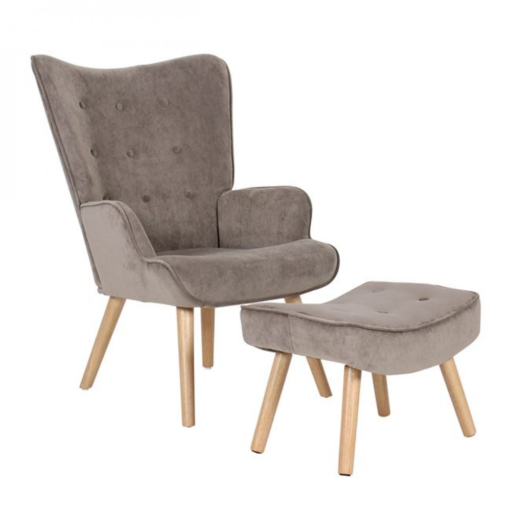 Πολυθρόνα-μπερζέρα "ALMA" από ύφασμα σε χρώμα φυσικό/ανοιχτό καφέ 69x76x97