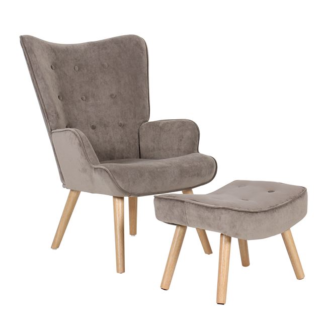 Πολυθρόνα-μπερζέρα "ALMA" από ύφασμα σε χρώμα φυσικό/ανοιχτό καφέ 69x76x97