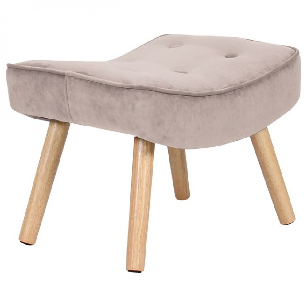 Σκαμπώ-υποπόδιο "ALMA" από ύφασμα σε χρώμα ανοιχτό καφέ 52x38x35