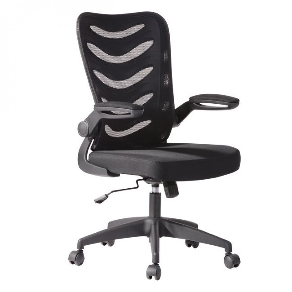 Πολυθρόνα γραφείου από ύφασμα mesh σε χρώμα μαύρο 61x61x97/107