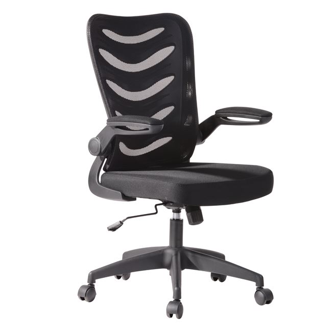 Πολυθρόνα γραφείου από ύφασμα mesh σε χρώμα μαύρο 61x61x97/107