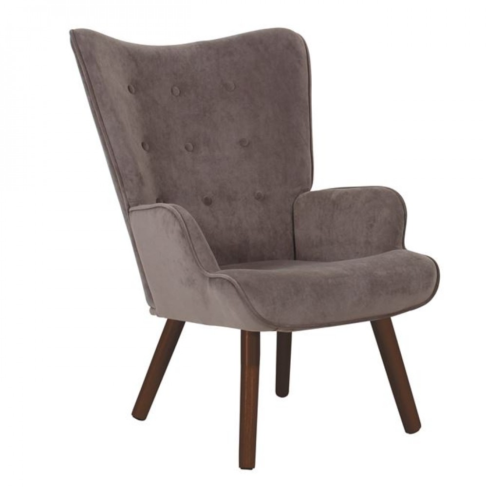 Πολυθρόνα-μπερζέρα "ALMA" από ύφασμα σε χρώμα καφέ/καρυδί 69x76x97