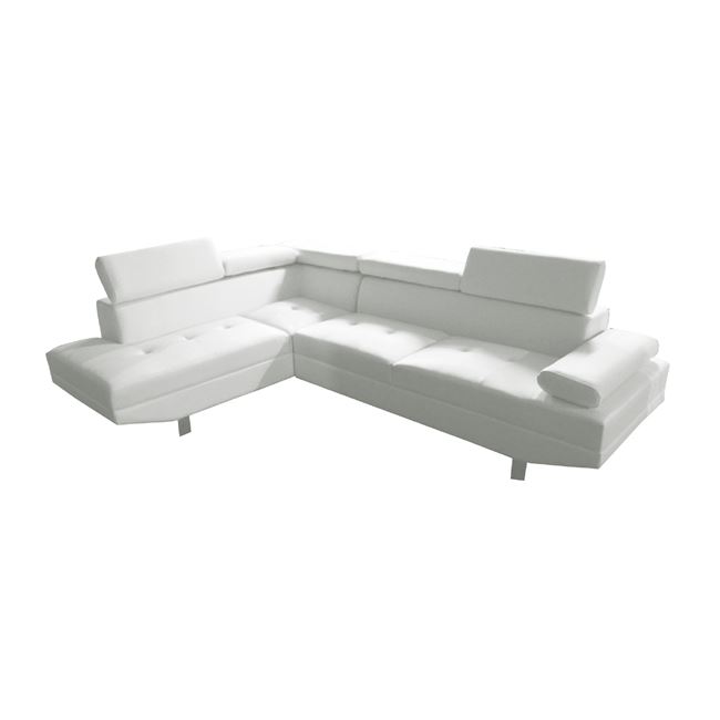 Καναπές με δεξιά γωνία "SECTOR" από PU σε λευκό χρώμα 265x191x82