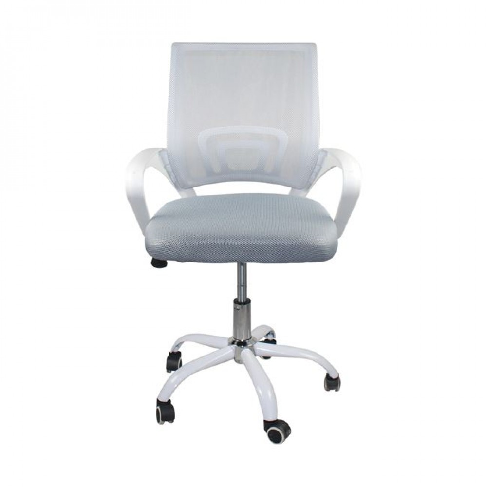 Πολυθρόνα γραφείου "BF2101-SC" από ύφασμα mesh σε λευκό/γκρι χρώμα 56x55x84