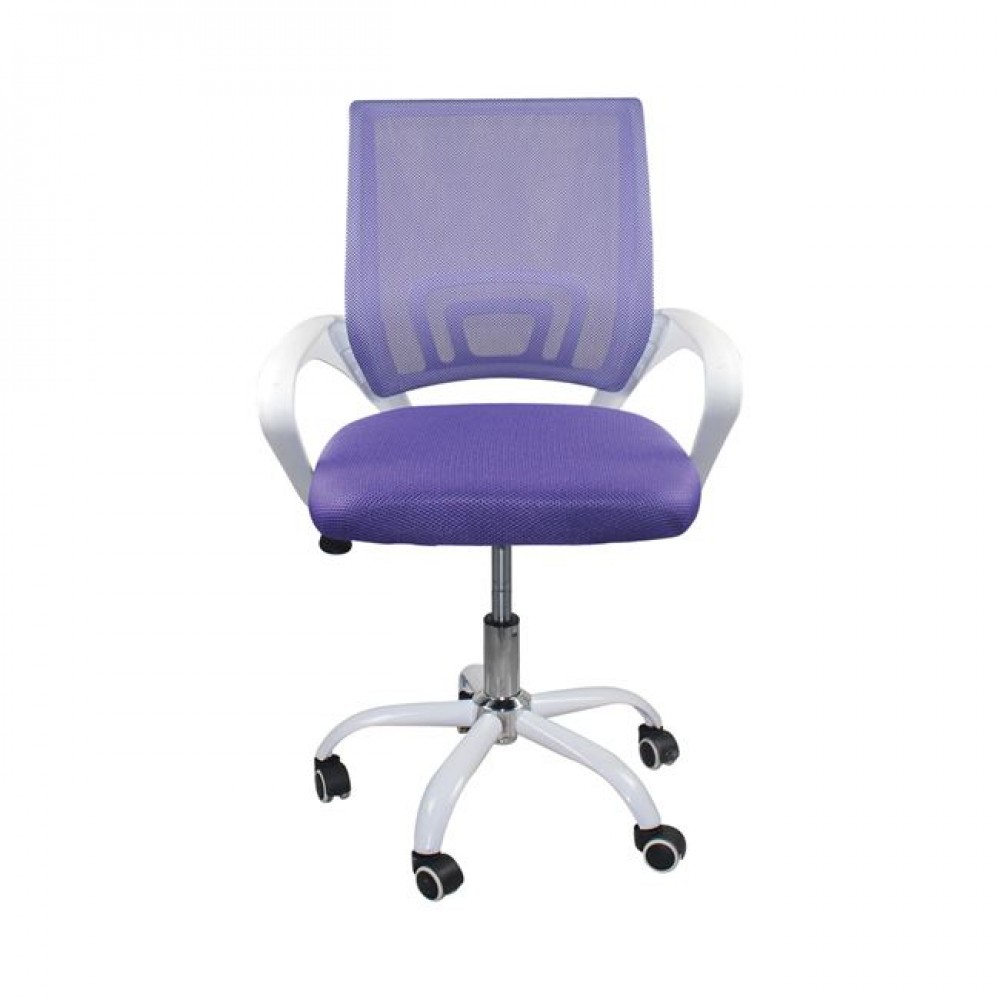 Πολυθρόνα γραφείου "BF2101-SC" από ύφασμα mesh/μέταλλο σε μωβ/λευκό χρώμα 56x55x84