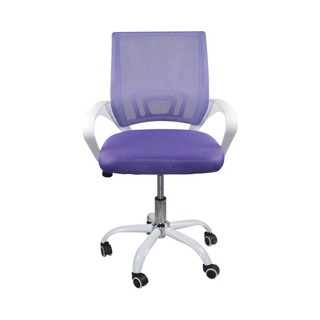 Πολυθρόνα γραφείου "BF2101-SC" από ύφασμα mesh/μέταλλο σε μωβ/λευκό χρώμα 56x55x84